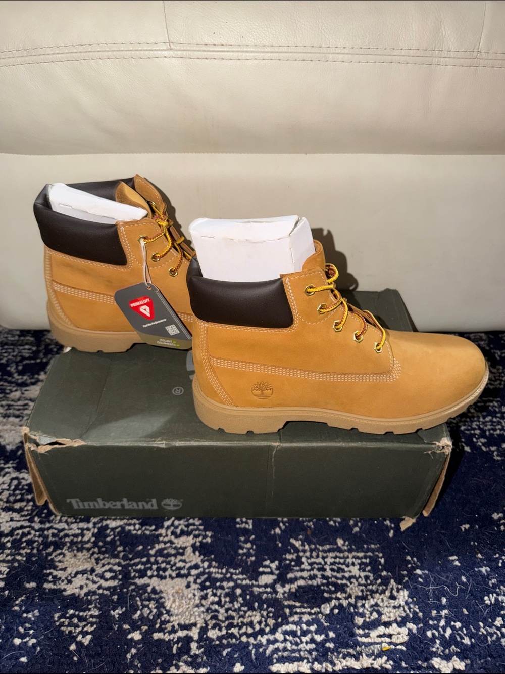 Timberland Wheat Nubuck Ankle Work Boots with Dark Brown Collar - Picture 3 of 6